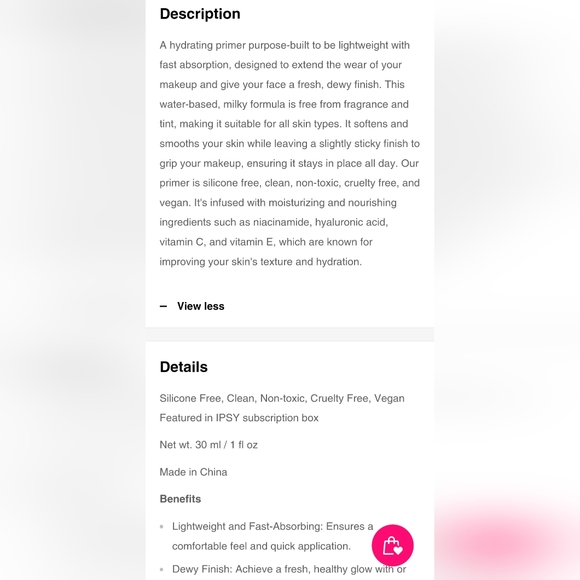 5/75$ Whats Up Beauty Posy-tivity Lightweight Hydrating Face Primer - Picture 10 of 12